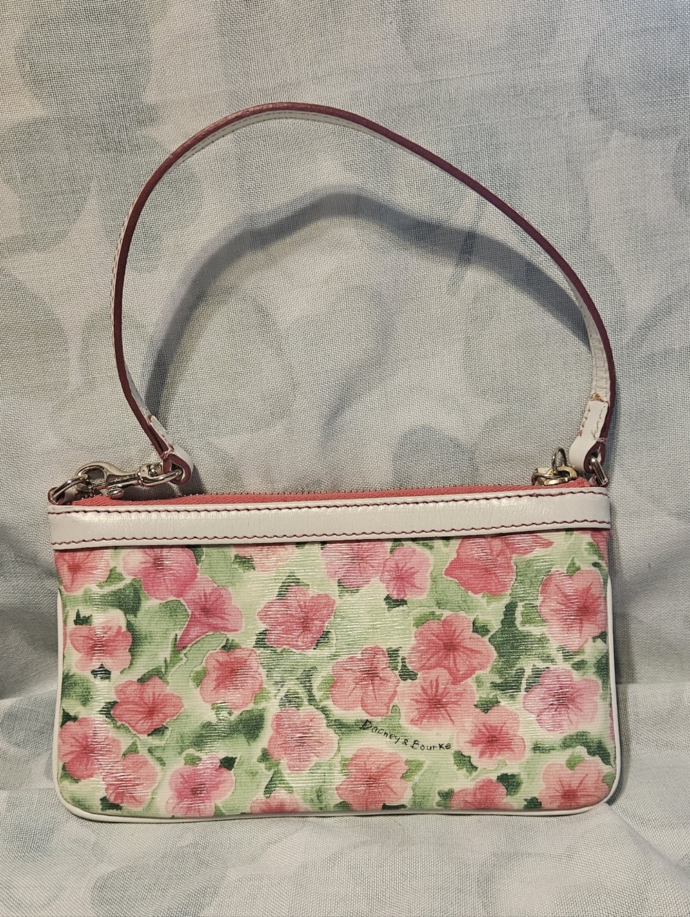 Dooney and Bourke Pink Petunias Mini Barrel Bag Large Slim Wristlet, Medium Case - Picture 7 of 12